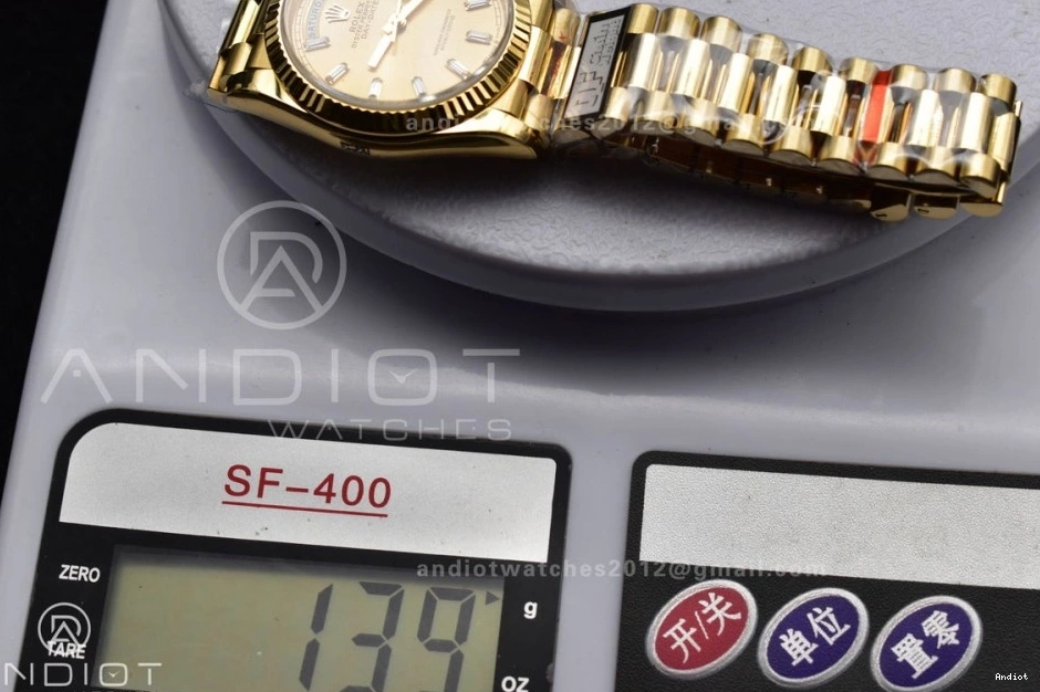 Best Gold President 694 DayDate Diamond Steel YG Stick vr3255 (Gain Dial Edition 36 Durable Weight) with QF V5 Bracelet 904L on 0713